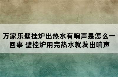 万家乐壁挂炉出热水有响声是怎么一回事 壁挂炉用完热水就发出响声